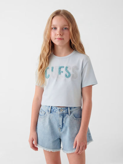 GUESS KIDS RHINESTONES LOGO T SHIRT