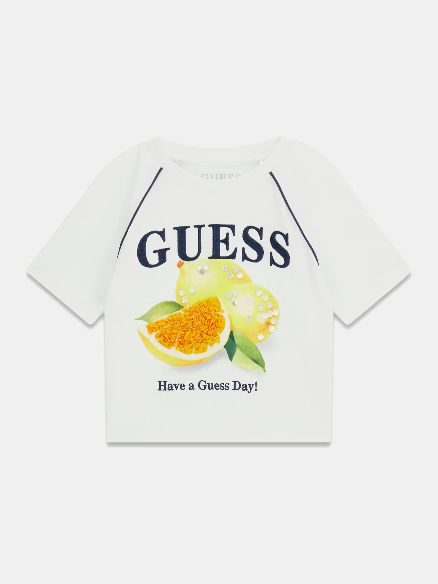 GUESS KIDS CROP RAGLAN T SHIRT