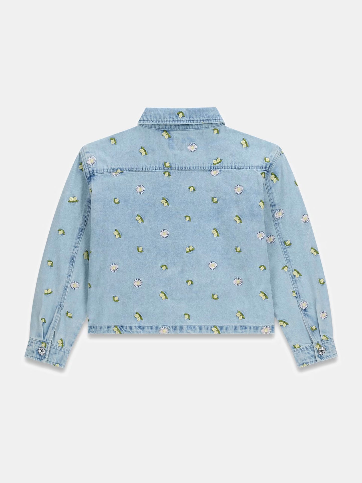 GUESS KIDS ALLOVER EMBROIDERED DENIM JACKET