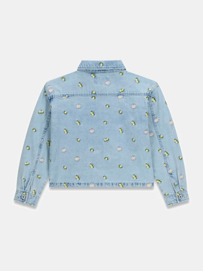 GUESS KIDS ALLOVER EMBROIDERED DENIM JACKET