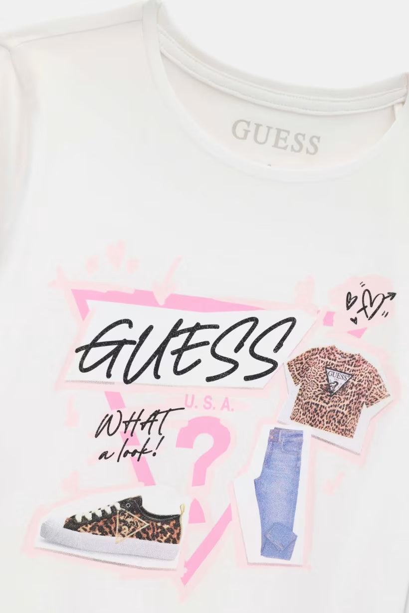 GUESS KIDS GIRLS MULTILOGO T SHIRT