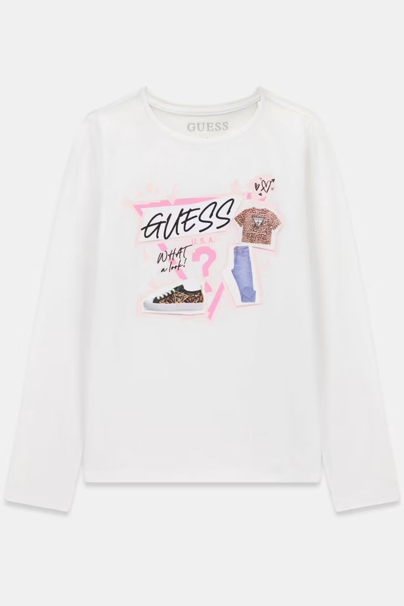 GUESS KIDS GIRLS MULTILOGO T SHIRT