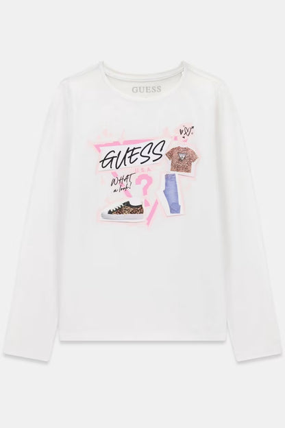 GUESS KIDS GIRLS MULTILOGO T SHIRT