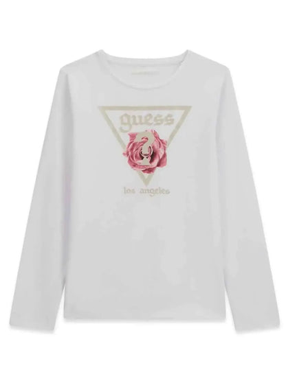 GUESS KIDS LS ROSE LOGO T SHIRT
