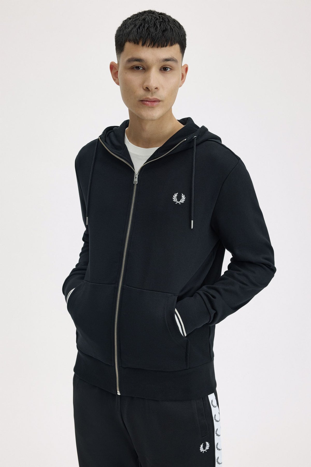 FRED PERRY HOODED ZIP THROUGH SWEATSHIRT