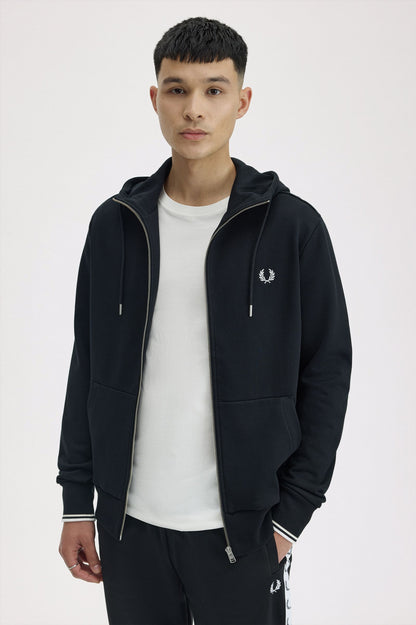 FRED PERRY HOODED ZIP THROUGH SWEATSHIRT