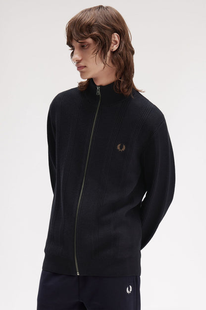 FRED PERRY TEXTURED ZIP THROUGH CARDIGAN