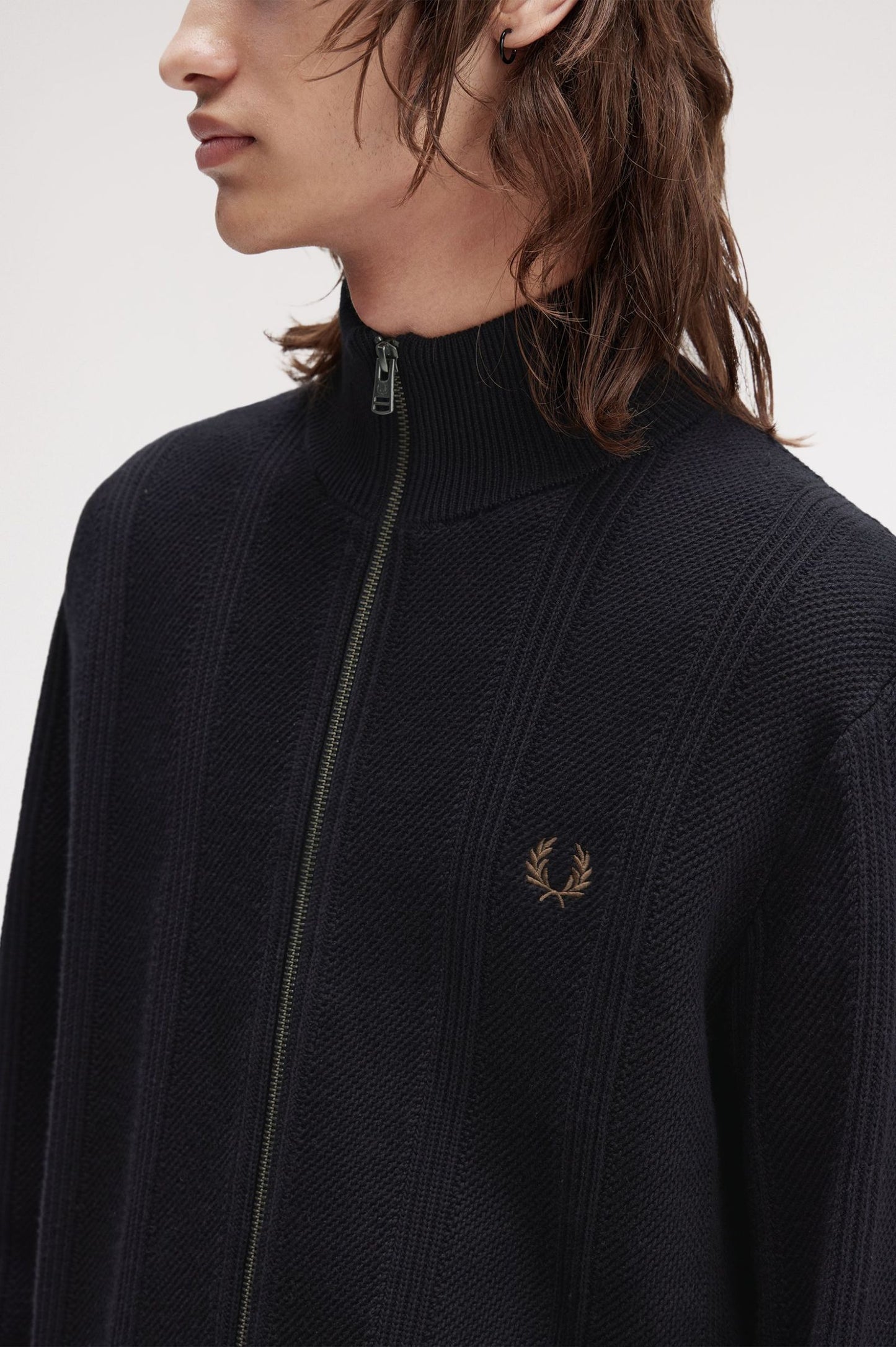 FRED PERRY TEXTURED ZIP THROUGH CARDIGAN