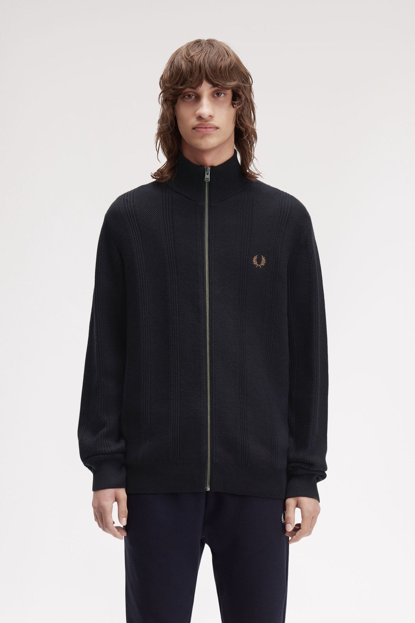 FRED PERRY TEXTURED ZIP THROUGH CARDIGAN