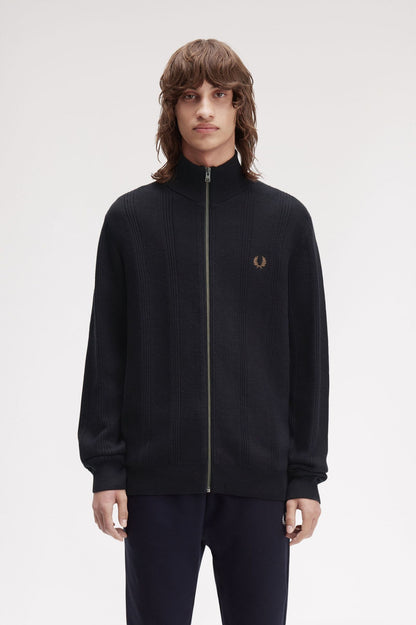 FRED PERRY TEXTURED ZIP THROUGH CARDIGAN
