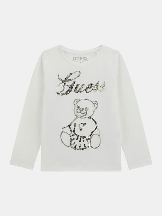 GUESS KIDS LS BEAR EMBROIDERY T SHIRT