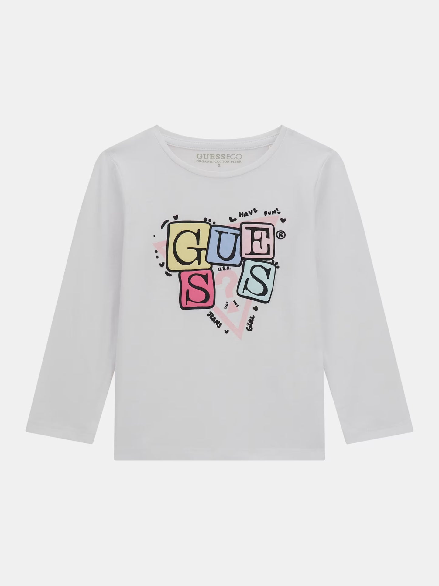 GUESS LS TRIANGLE LETTERS LOGO T SHIRT