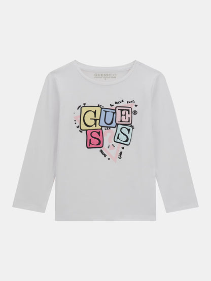 GUESS LS TRIANGLE LETTERS LOGO T SHIRT