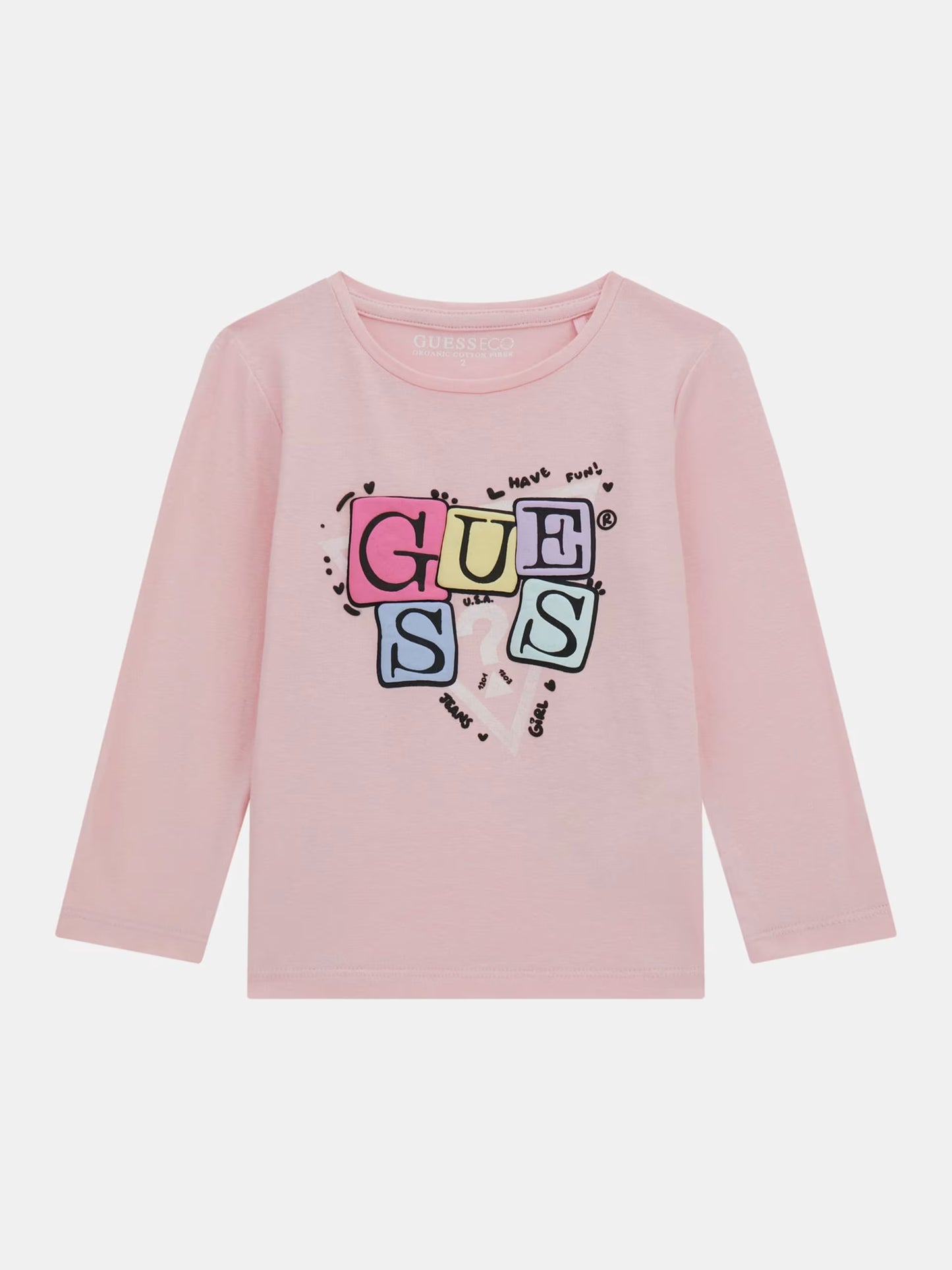 GUESS LS TRIANGLE LETTERS LOGO T SHIRT