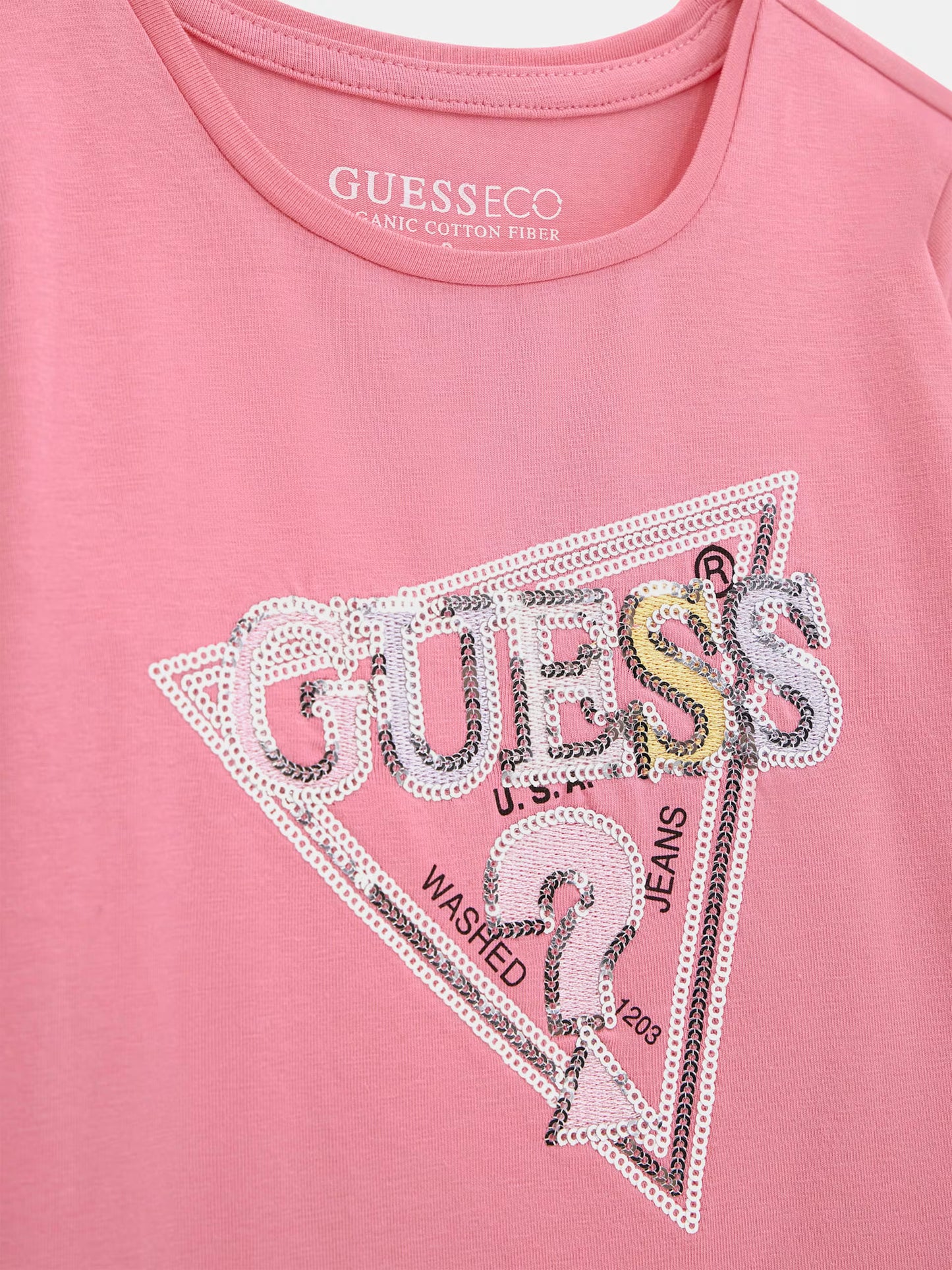 GUESS HIGH LOW LS TRIANGLE LOGO T SHIRT