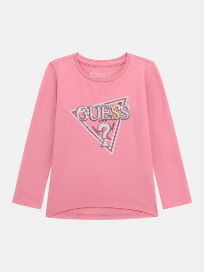GUESS HIGH LOW LS TRIANGLE LOGO T SHIRT