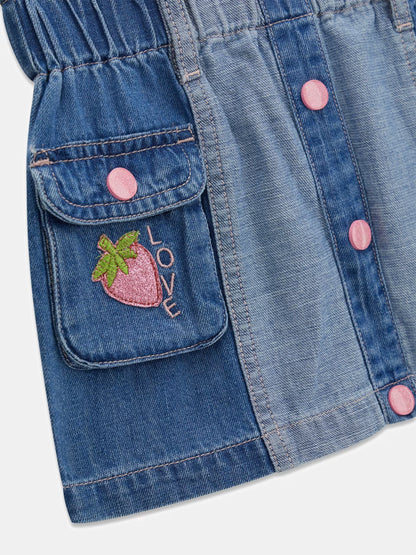 GUESS KIDS EMBROIDERED DENIM MINI SKIRT
