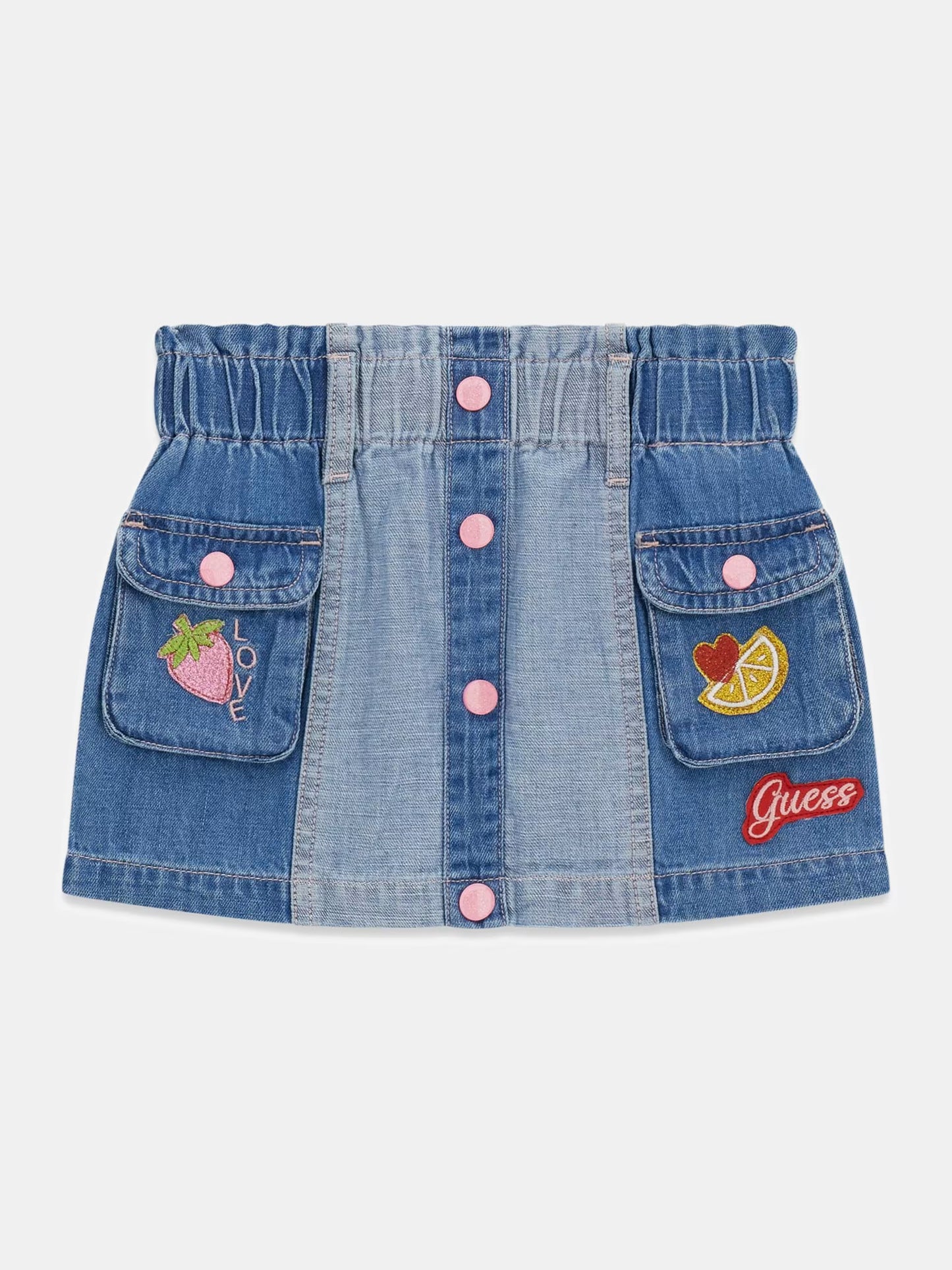 GUESS KIDS EMBROIDERED DENIM MINI SKIRT