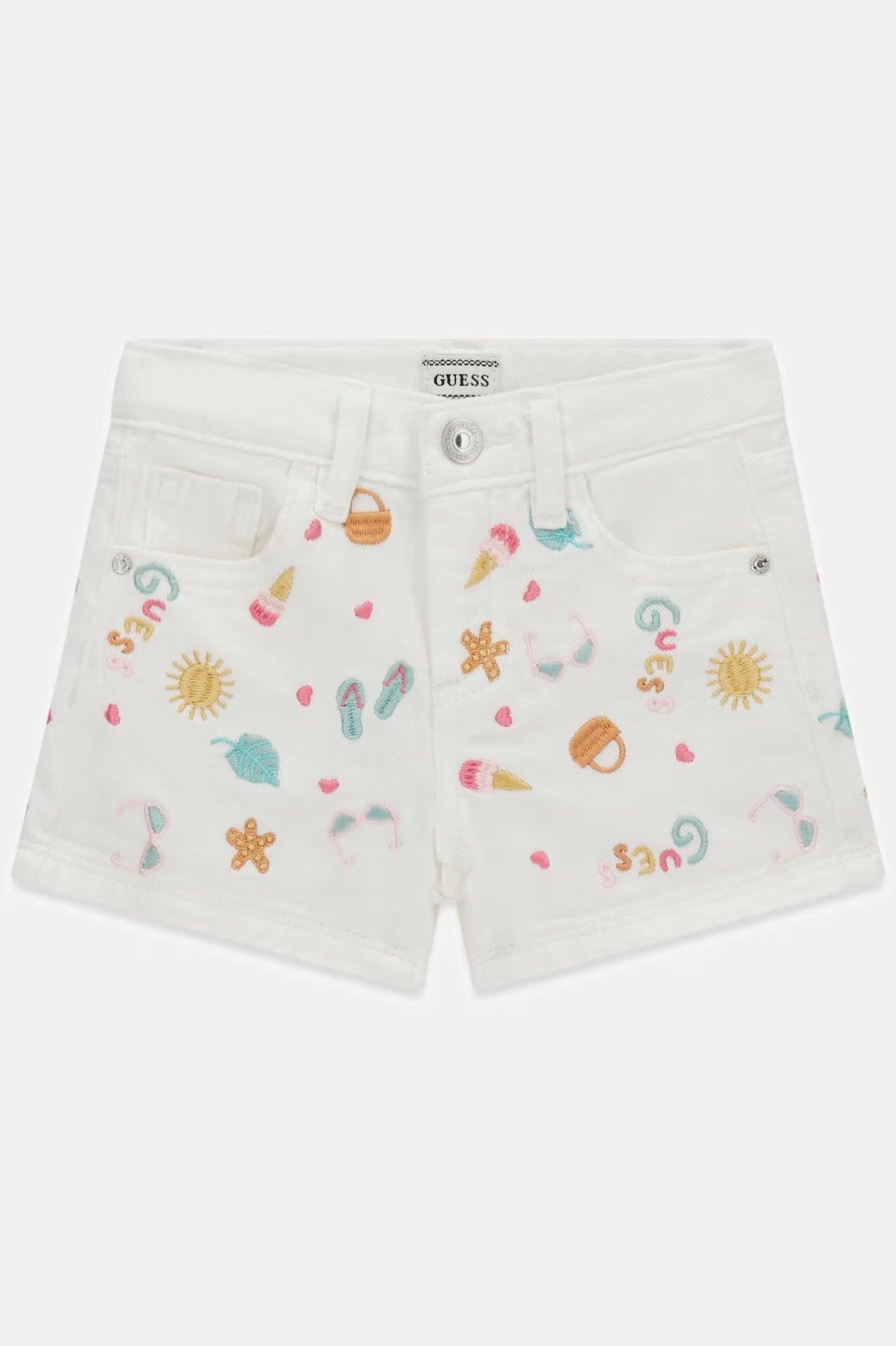 GUESS KIDS RIGID BULL DENIM EMBROIDERY SHORT