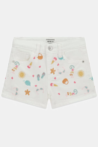 GUESS KIDS RIGID BULL DENIM EMBROIDERY SHORT