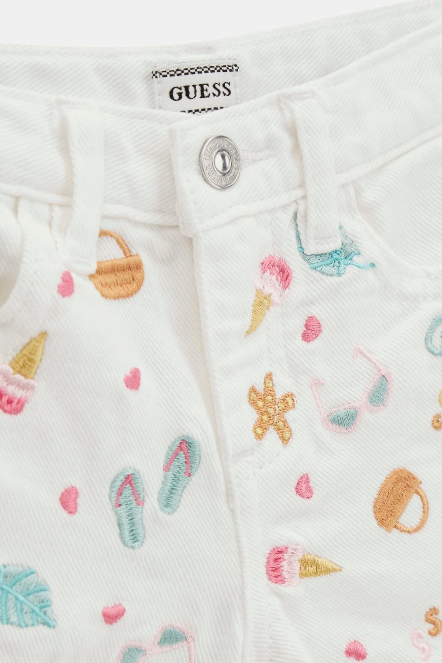GUESS KIDS RIGID BULL DENIM EMBROIDERY SHORT
