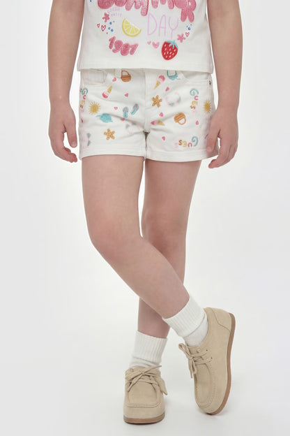 GUESS KIDS RIGID BULL DENIM EMBROIDERY SHORT