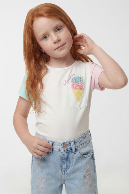 GUESS KIDS ICE CREAM PRINTED T SHIRT
