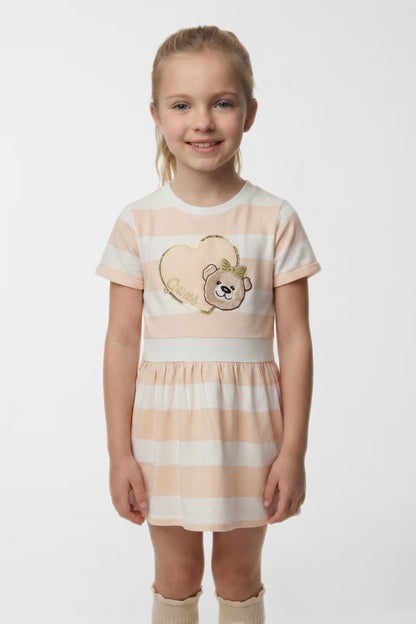GUESS KIDS FRENCH TERRY STRIPED DRESS