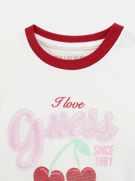 GUESS KIDS EMBROIDERED LOGO T SHIRT