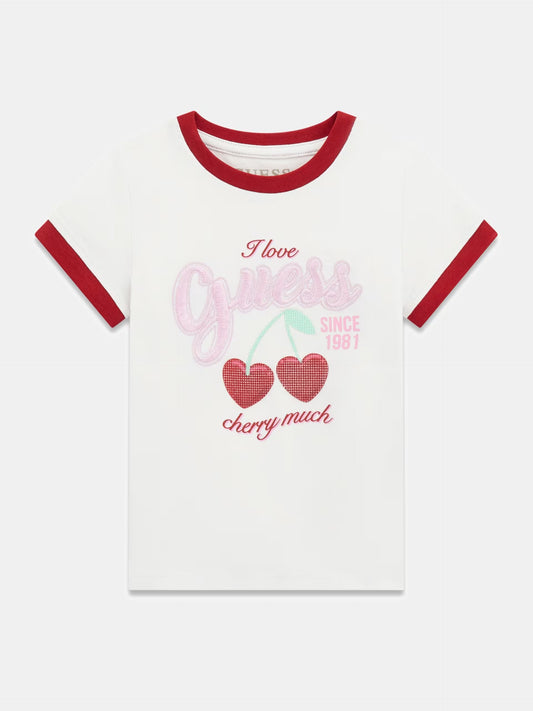 GUESS KIDS EMBROIDERED LOGO T SHIRT