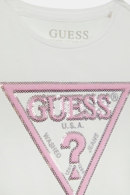 GUESS KIDS SEQUINS TRIANGLE T SHIRT