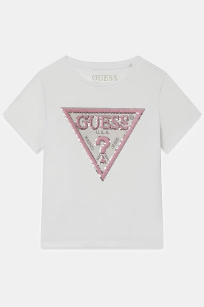 GUESS KIDS SEQUINS TRIANGLE T SHIRT