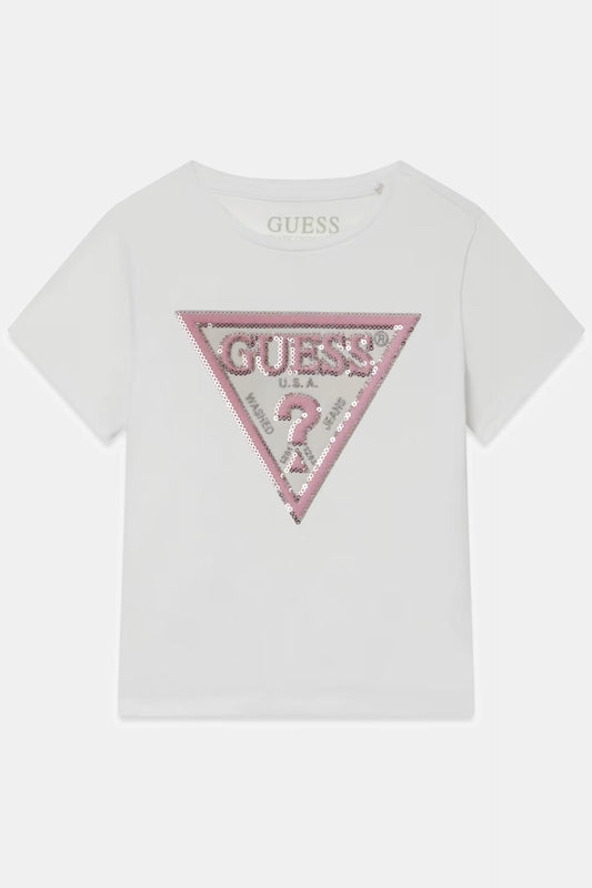 GUESS KIDS SEQUINS TRIANGLE T SHIRT