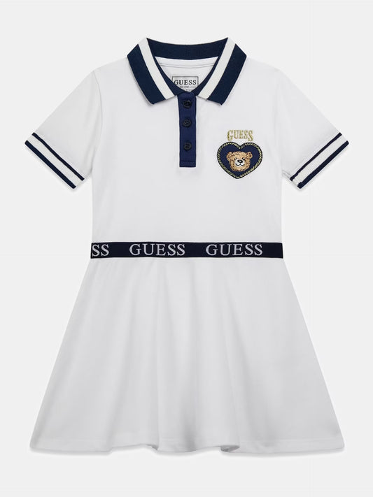 GUESS KIDS TEDDY BEAR LOGO POLO DRESS