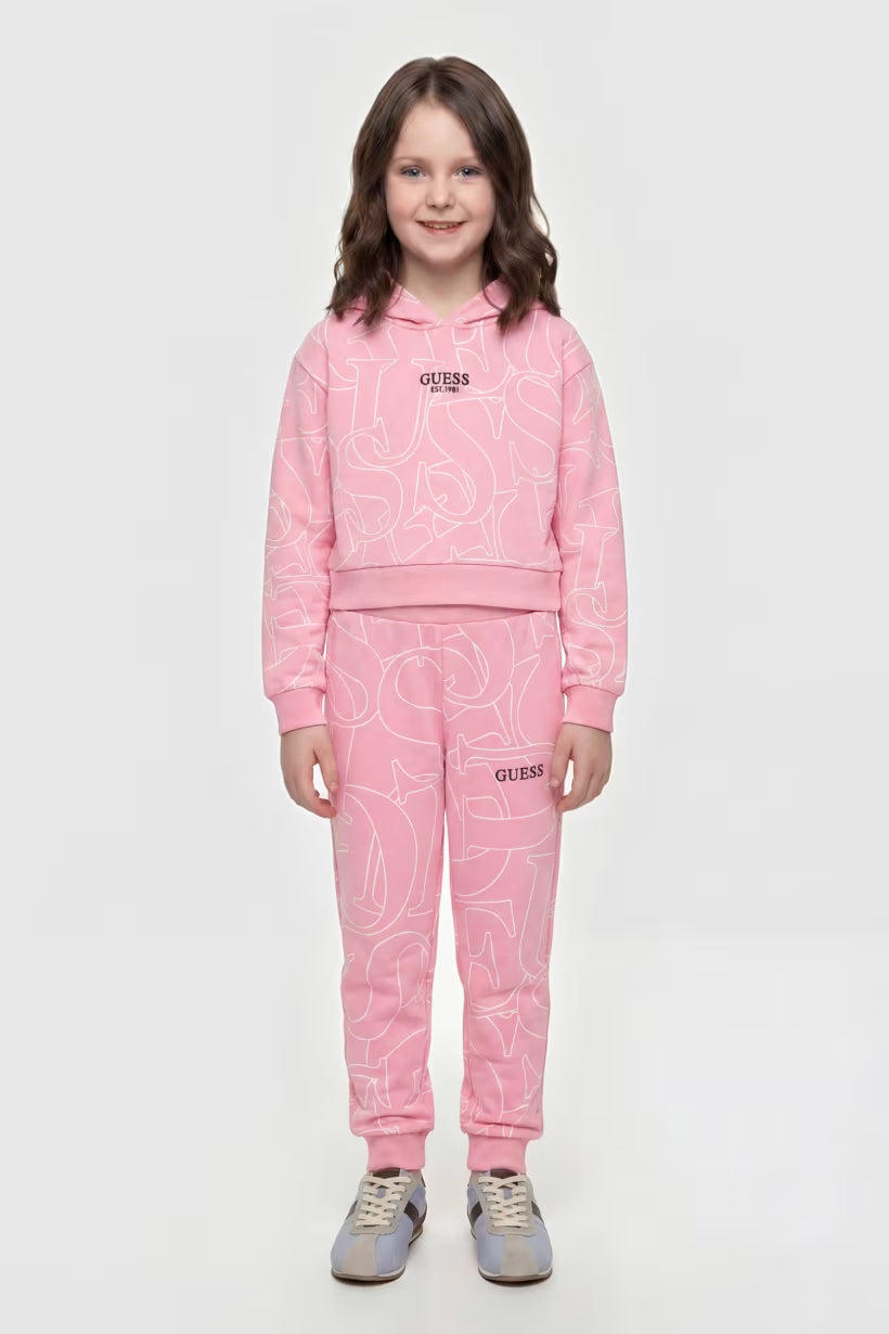 GUESS KIDS FRENCH TERRY ALLOVER LOGO PANTS