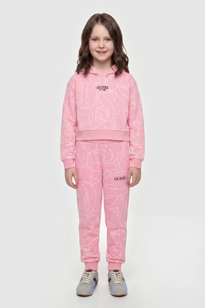 GUESS KIDS FRENCH TERRY ALLOVER LOGO PANTS