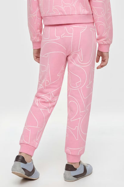 GUESS KIDS FRENCH TERRY ALLOVER LOGO PANTS