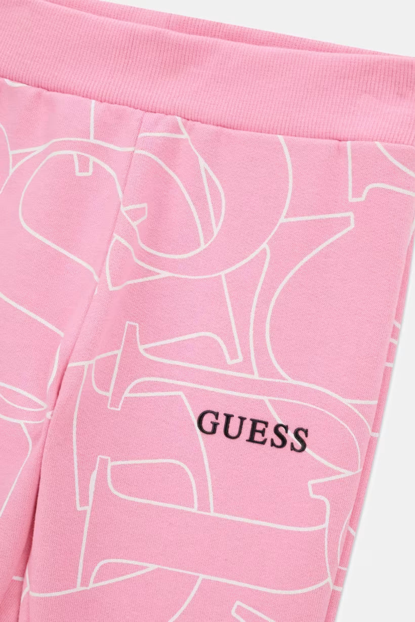 GUESS KIDS FRENCH TERRY ALLOVER LOGO PANTS