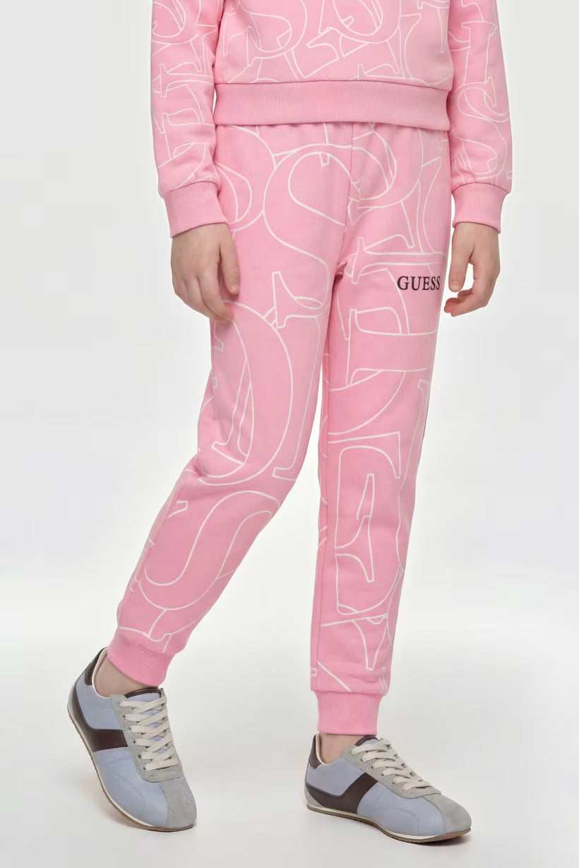 GUESS KIDS FRENCH TERRY ALLOVER LOGO PANTS