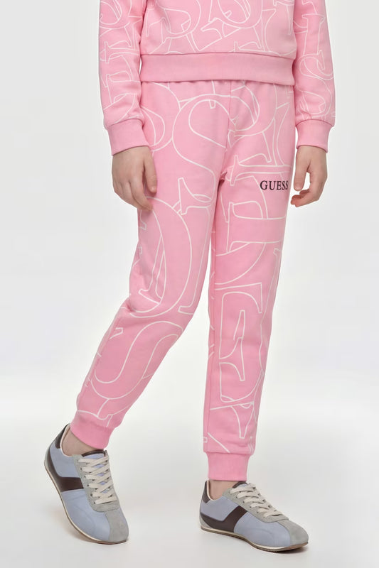 GUESS KIDS FRENCH TERRY ALLOVER LOGO PANTS