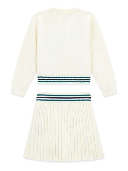 GUESS KIDS GIRLS SET SWEATSHIRT & SWEATER PLEATED SKIRT