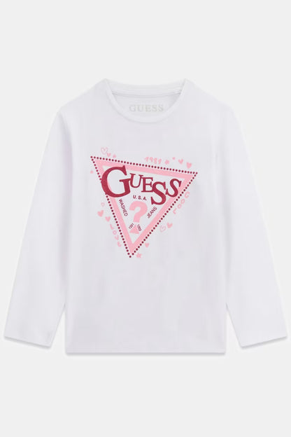 GUESS KIDS GIRLS GLITTER TRIANGLE T SHIRT