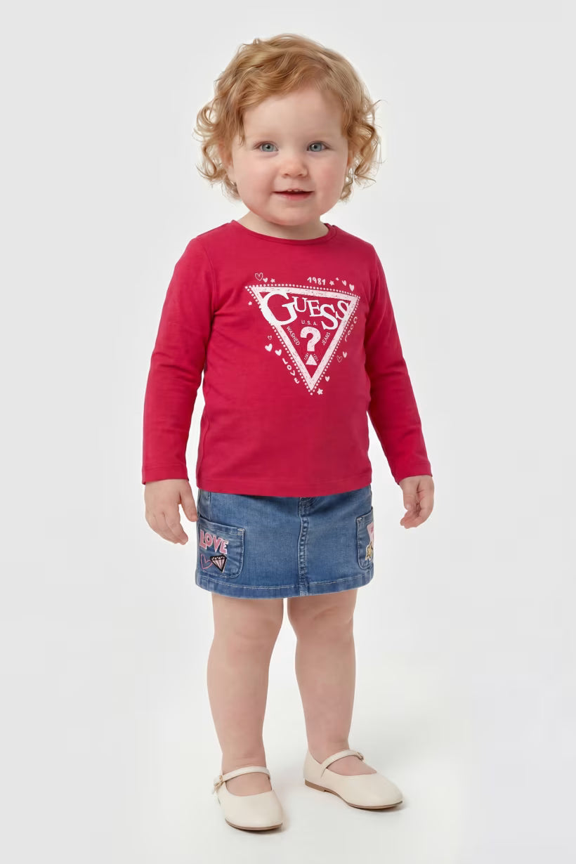 GUESS KIDS GIRLS GLITTER TRIANGLE T SHIRT