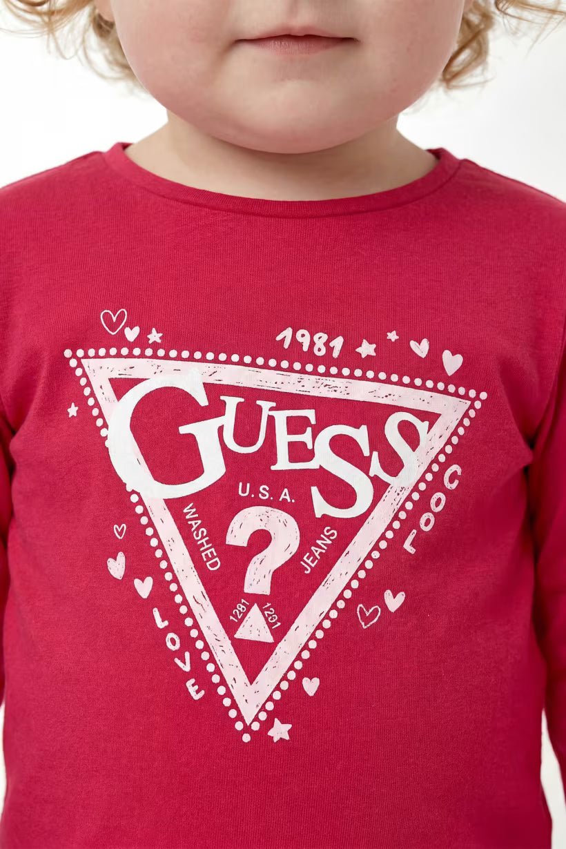 GUESS KIDS GIRLS GLITTER TRIANGLE T SHIRT