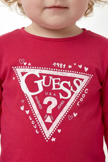 GUESS KIDS GIRLS GLITTER TRIANGLE T SHIRT