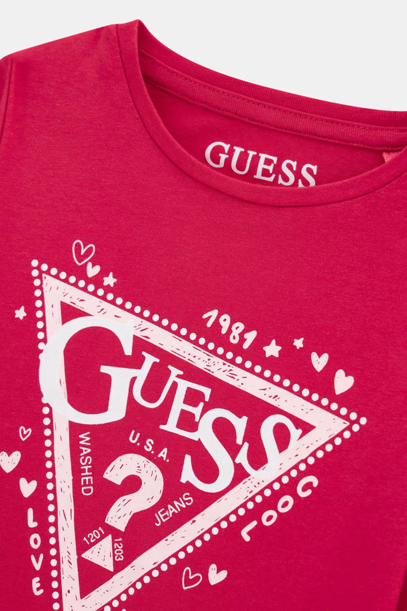 GUESS KIDS GIRLS GLITTER TRIANGLE T SHIRT