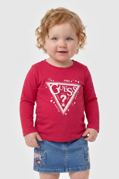 GUESS KIDS GIRLS GLITTER TRIANGLE T SHIRT