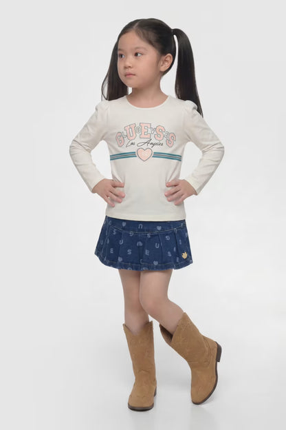 GUESS KIDS STRIPED LOGO LS T SHIRT