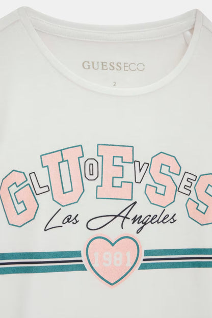 GUESS KIDS STRIPED LOGO LS T SHIRT
