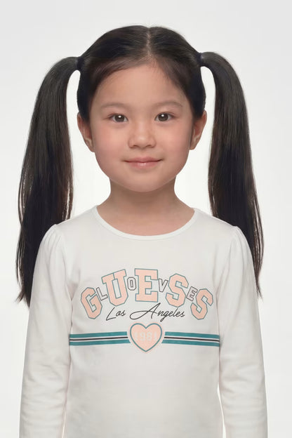 GUESS KIDS STRIPED LOGO LS T SHIRT